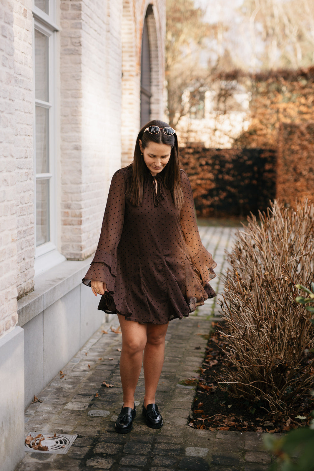 Bruine jurk met stippen - My Dressing