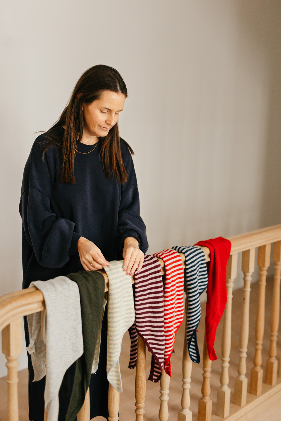 Knit sjaaltje gestreept geel/grijs