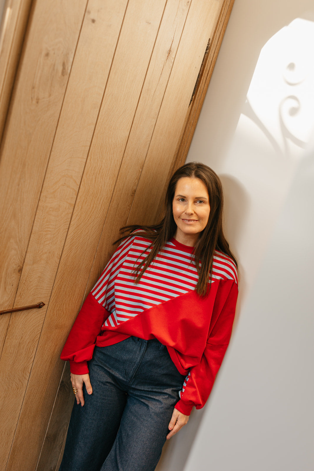 Oversized gestreept shirt blauw/rood - My Dressing