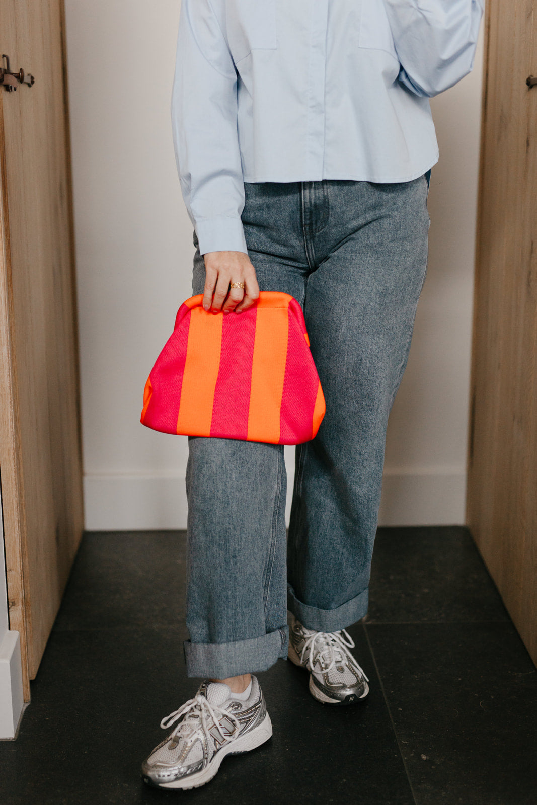 Gestreepte clutch roze/oranje - My Dressing