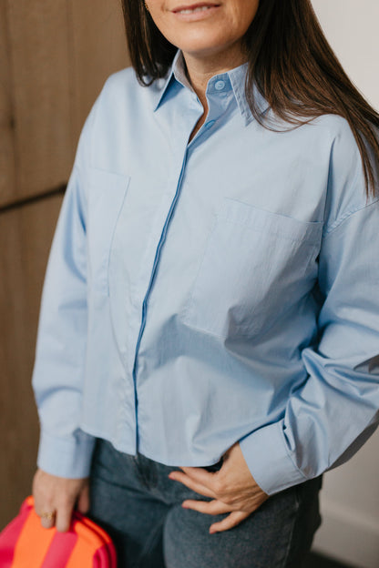 Oversized cropped hemd lichtblauw - My Dressing