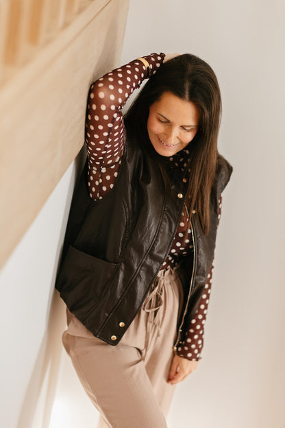 Faux leder gilet chocokleur - My Dressing