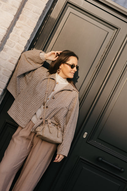 Vichy jasje beige/camel - kort oversized model - My Dressing