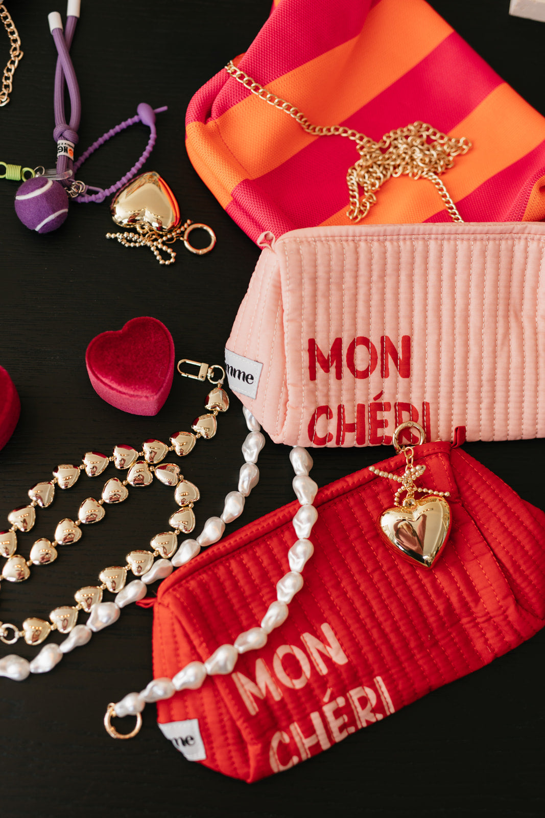 Gestreepte clutch roze/oranje - My Dressing