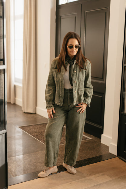 Kaki denim barrel - My Dressing