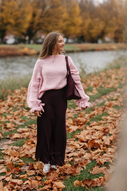 Zachte oversized trui met pofmouwen