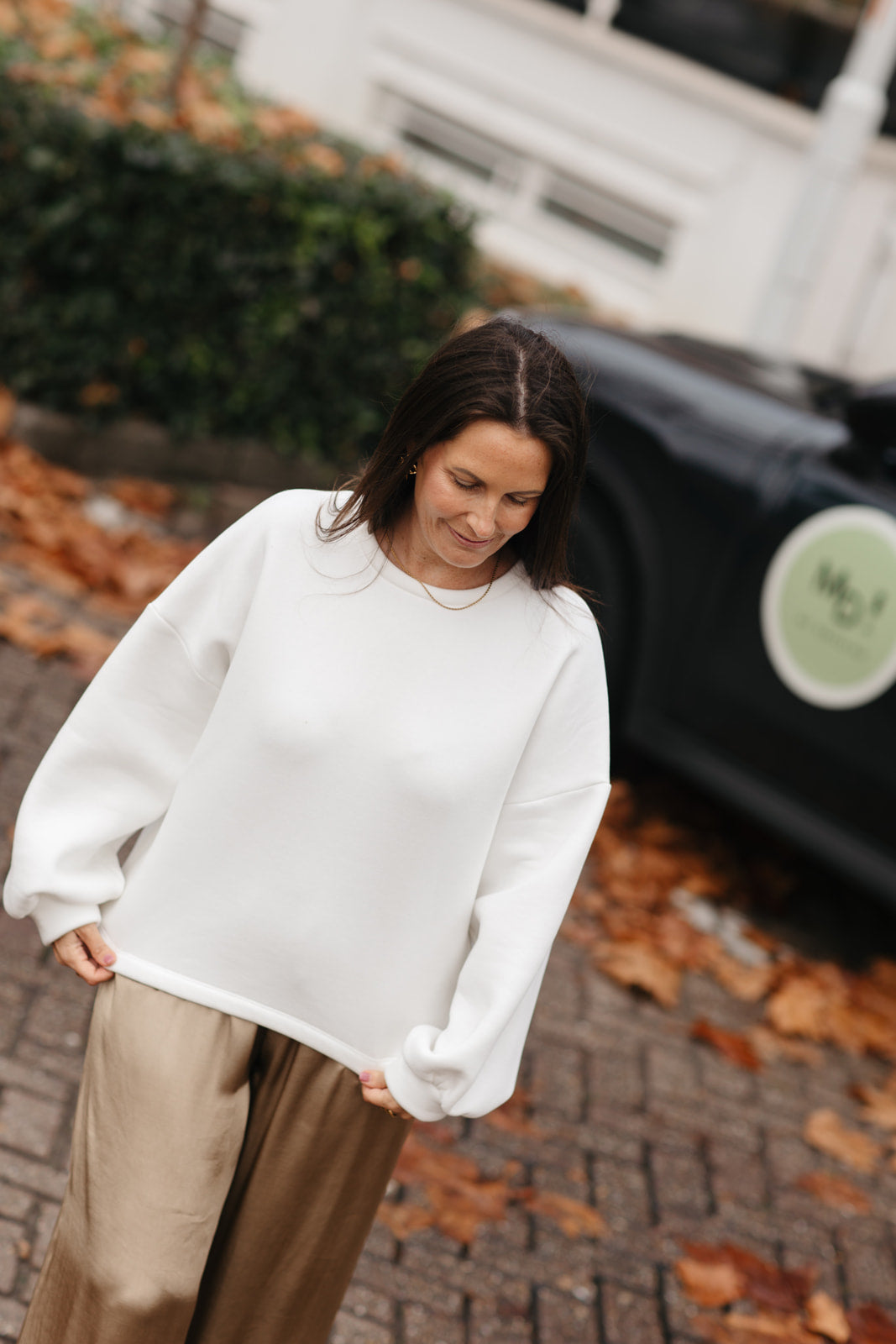 Witte fleece sweater met Ciao opgedrukt