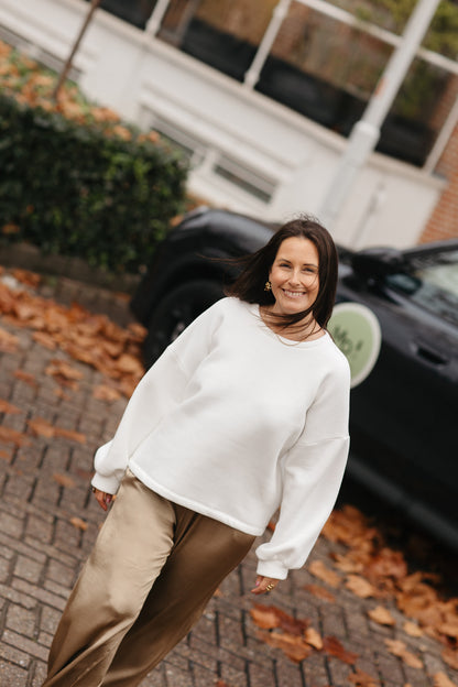 Witte fleece sweater met Ciao opgedrukt