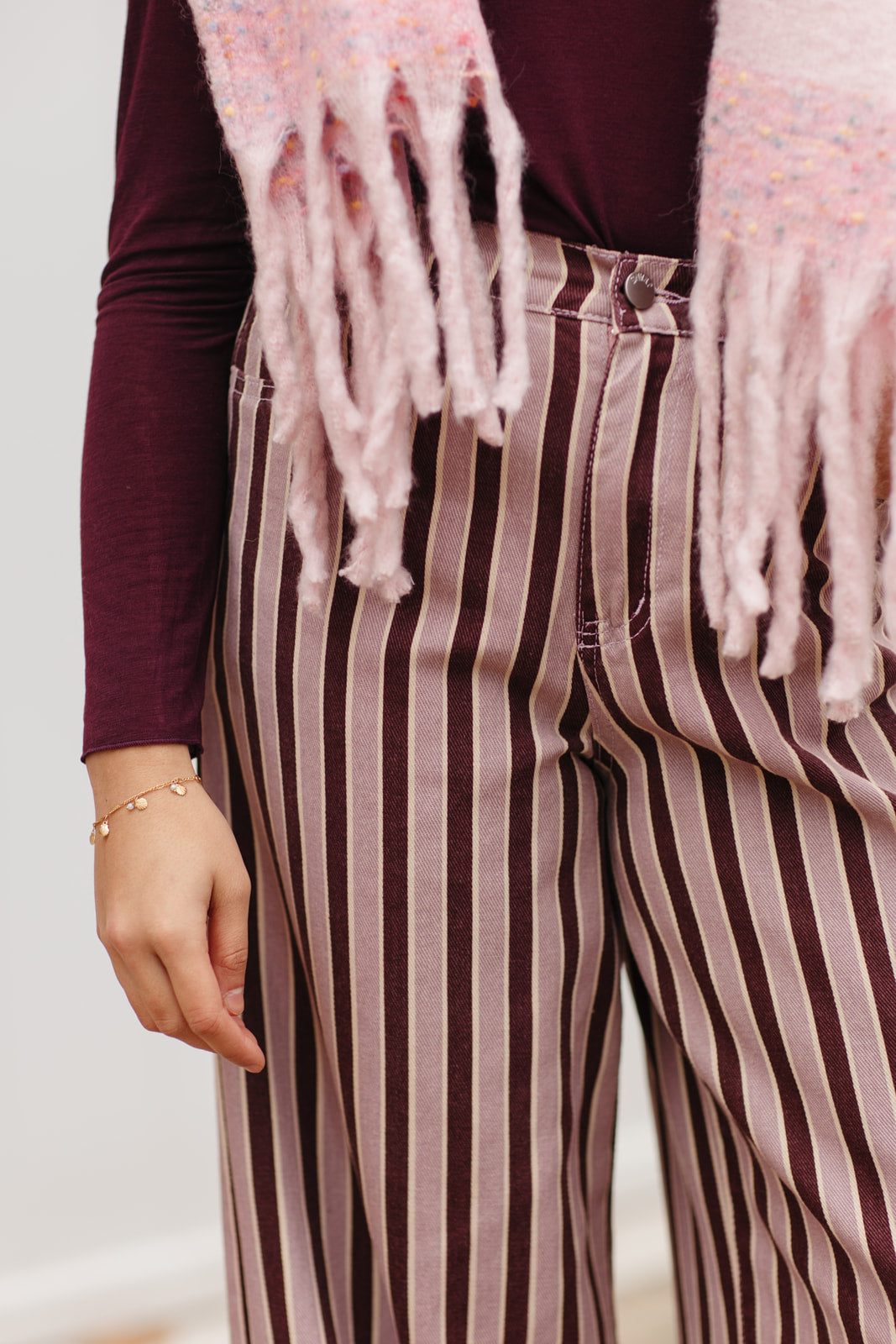 Striped trouser roze/burgundy