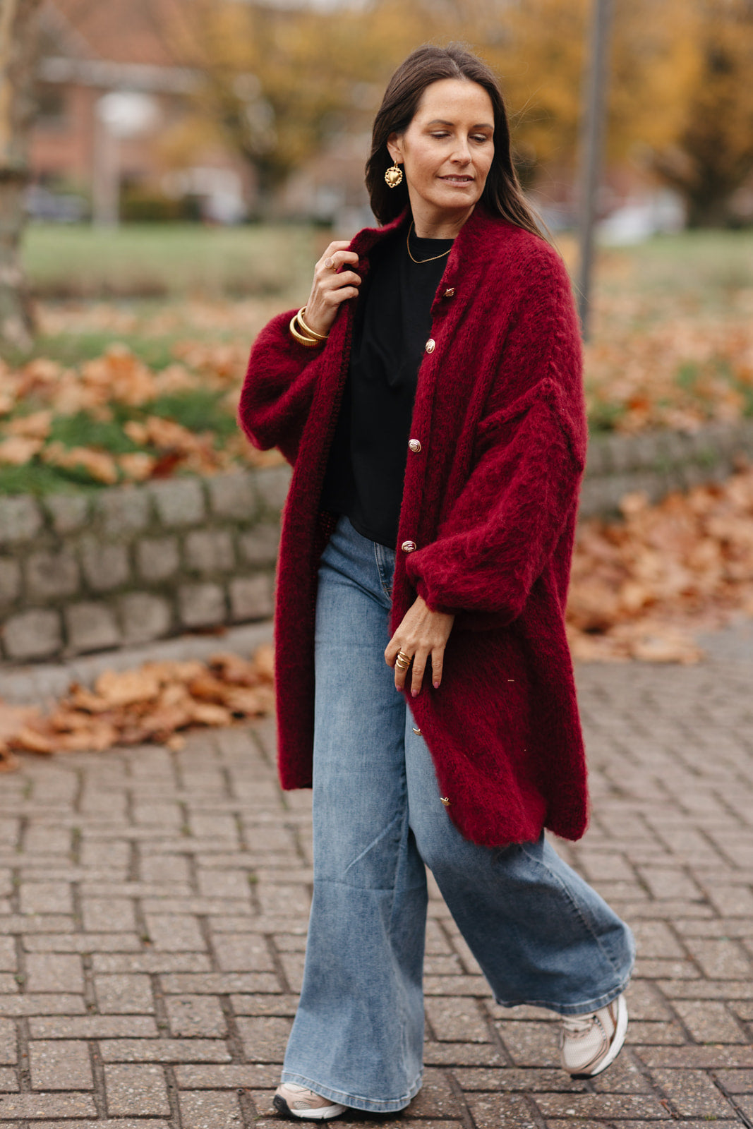 Lange warme knit met zachte niet-prikkende stof