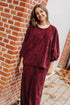  burgundy oversized set met wijde broek en vlindermouwen