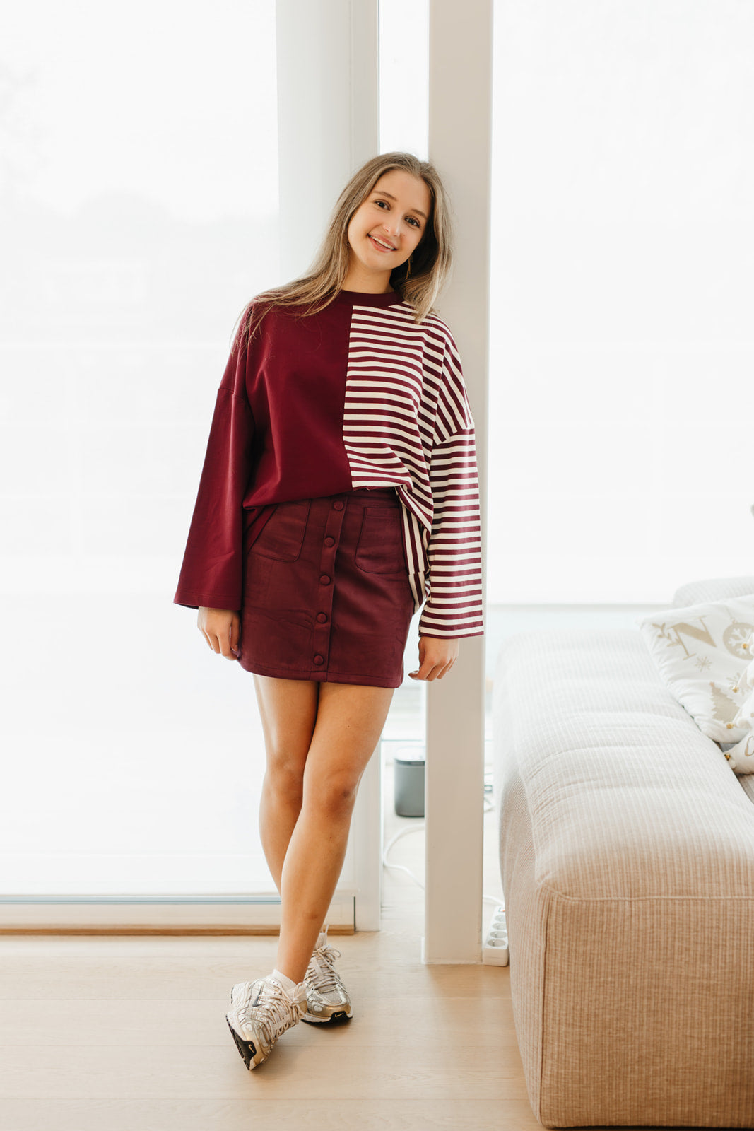 Casual outfit met lange mouw shirt