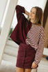 Oversized longsleeve burgundy en gestreept – vooraanzicht