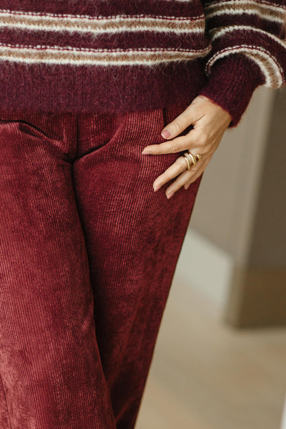 Bordeaux broek met elastiek achteraan