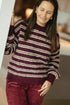 Bordeaux gestreepte knit met lange mouwen