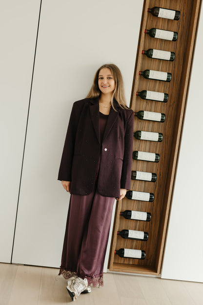 Bordeaux blazer met strass - My Dressing