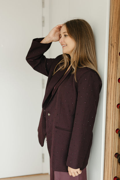 Bordeaux blazer met strass - My Dressing