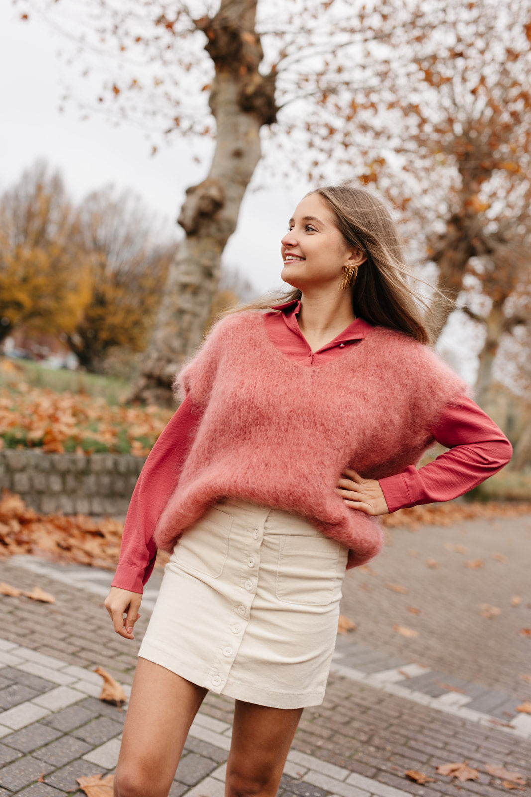 Oversized mohair debardeur oudroze